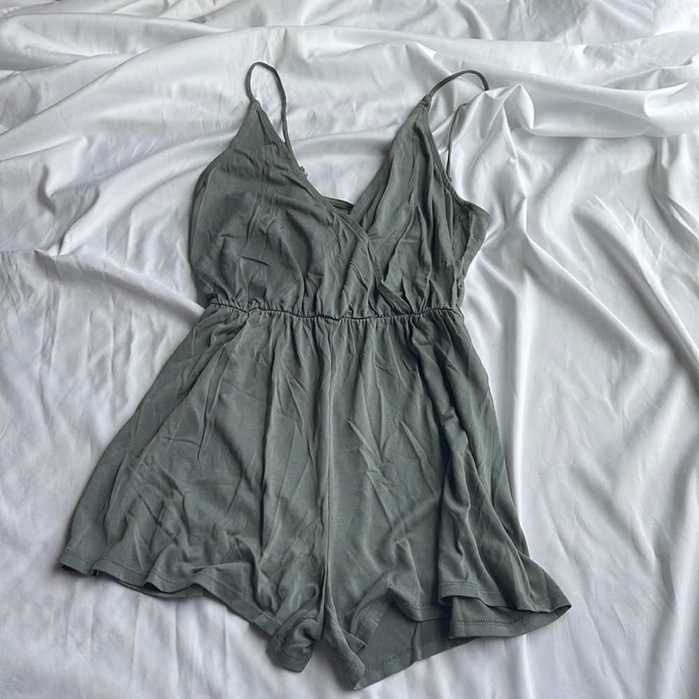 dusty teal romper